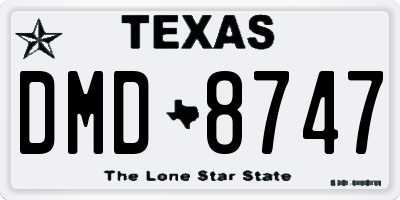 TX license plate DMD8747