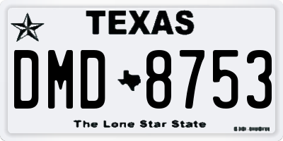 TX license plate DMD8753
