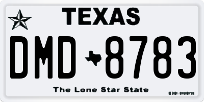 TX license plate DMD8783