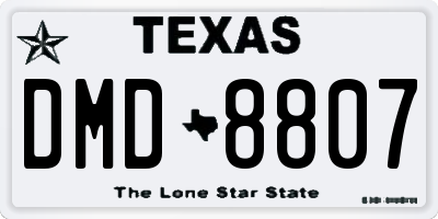 TX license plate DMD8807