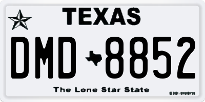 TX license plate DMD8852