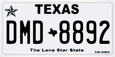 TX license plate DMD8892