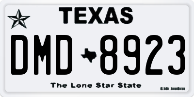 TX license plate DMD8923