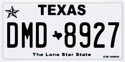 TX license plate DMD8927