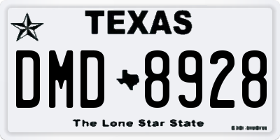 TX license plate DMD8928