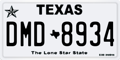 TX license plate DMD8934