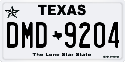 TX license plate DMD9204