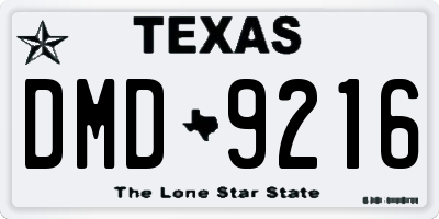 TX license plate DMD9216