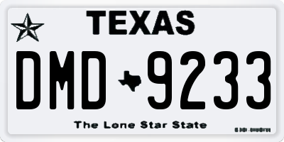 TX license plate DMD9233