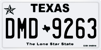TX license plate DMD9263