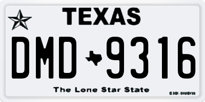 TX license plate DMD9316