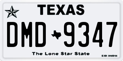 TX license plate DMD9347