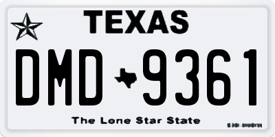 TX license plate DMD9361