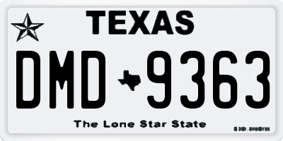 TX license plate DMD9363