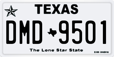 TX license plate DMD9501