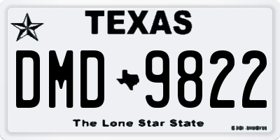 TX license plate DMD9822