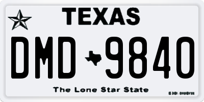 TX license plate DMD9840