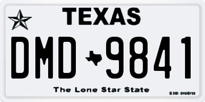 TX license plate DMD9841