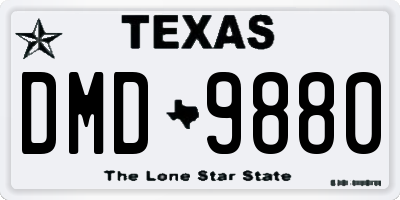 TX license plate DMD9880