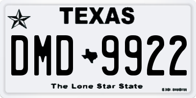 TX license plate DMD9922