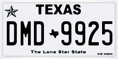 TX license plate DMD9925