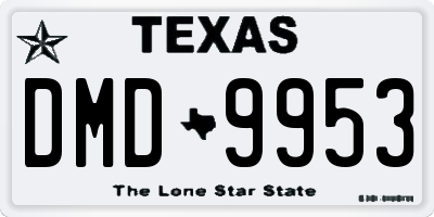 TX license plate DMD9953