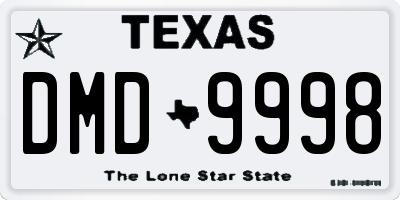 TX license plate DMD9998
