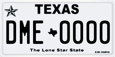 TX license plate DME0000