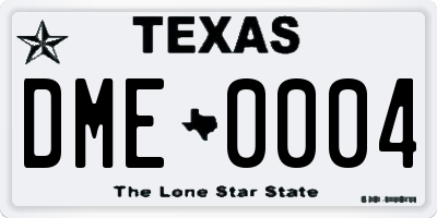TX license plate DME0004