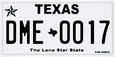TX license plate DME0017