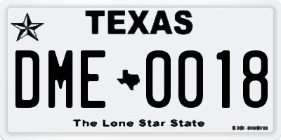 TX license plate DME0018