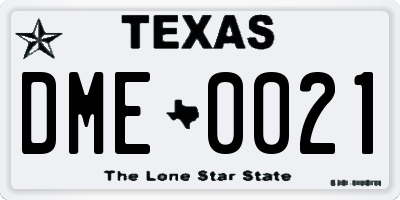 TX license plate DME0021