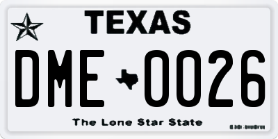 TX license plate DME0026