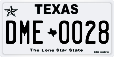 TX license plate DME0028