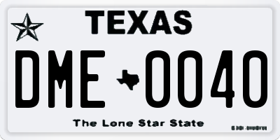 TX license plate DME0040