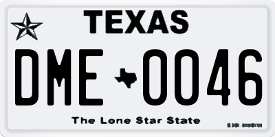 TX license plate DME0046