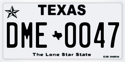 TX license plate DME0047