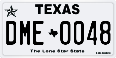 TX license plate DME0048