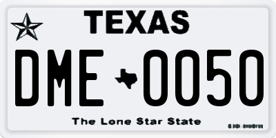 TX license plate DME0050