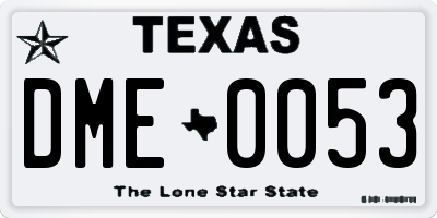 TX license plate DME0053