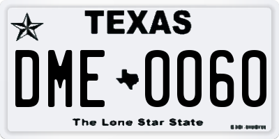 TX license plate DME0060