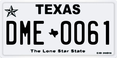 TX license plate DME0061