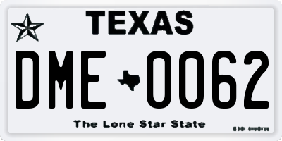 TX license plate DME0062