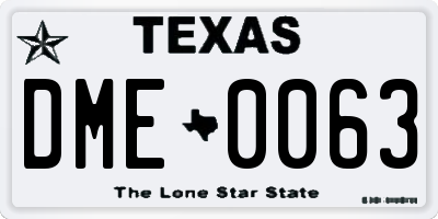 TX license plate DME0063
