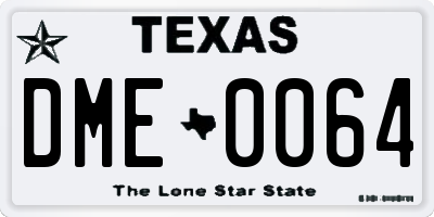 TX license plate DME0064
