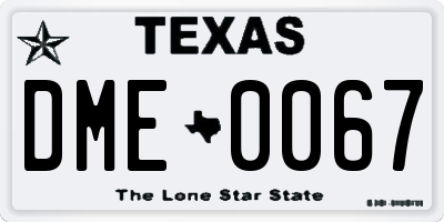 TX license plate DME0067