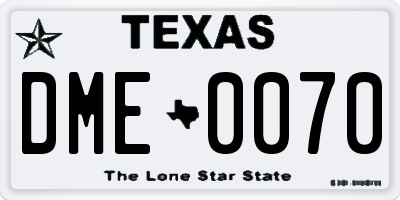 TX license plate DME0070