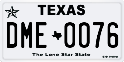 TX license plate DME0076