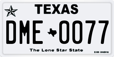 TX license plate DME0077