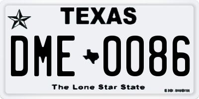 TX license plate DME0086